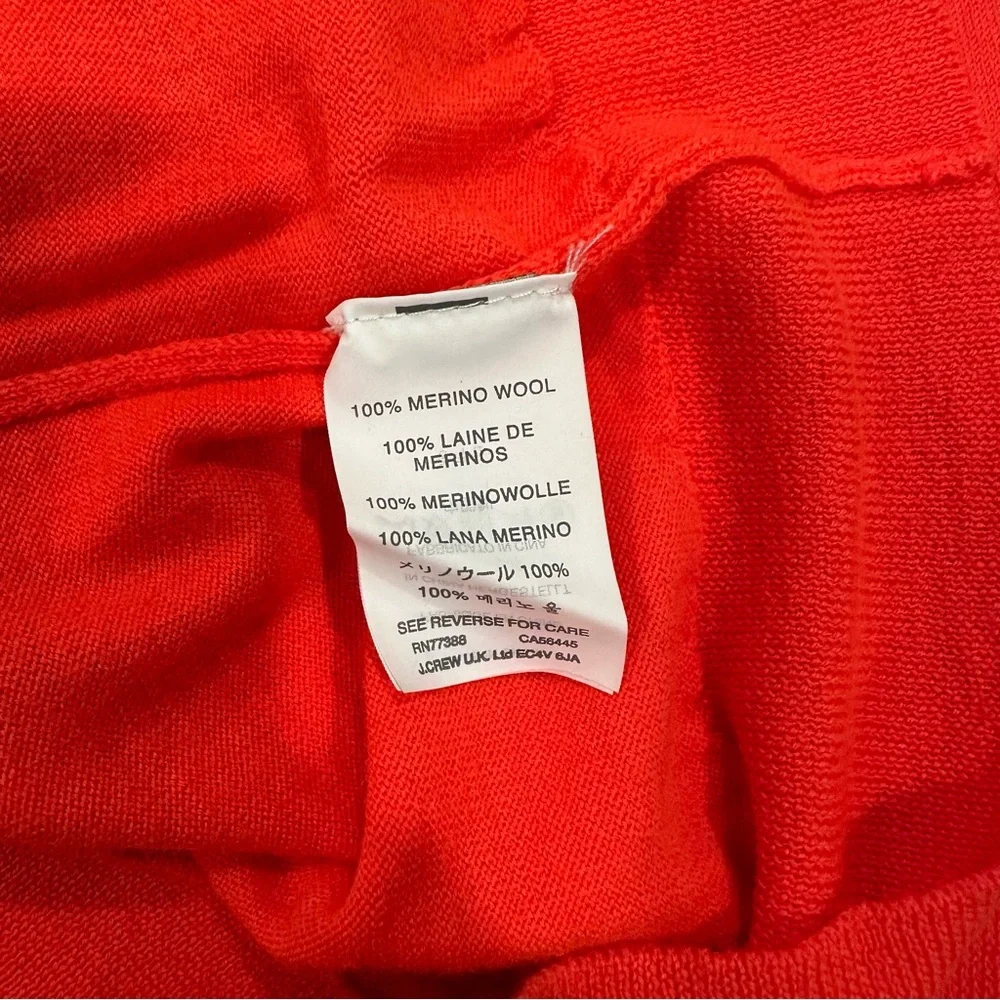 J. Crew Women’s Bright Orange 100% Merino Wool Crew Neck Sweater Size Small